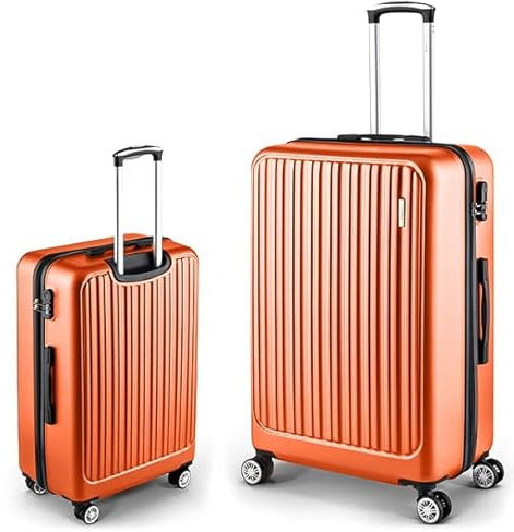 Easy Move ABS Hartschalenkoffer - Ergonomisch & Sicher - Großer Trolley Koffer mit 360° Rädern, Zahlen-Schloss - Rollkoffer, Reisekoffer Groß (Orange, 74cm)