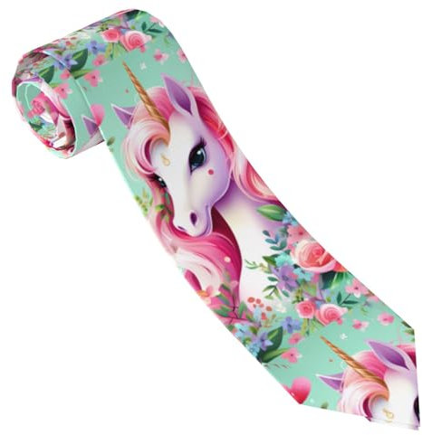 PHAYAH Herren-Krawatte mit Einhorn-Motiv, Seidenkrawatte, Trauzeug-Krawatte für Business und Hochzeit, verstellbare Krawatte, Schwarz, Einheitsgröße