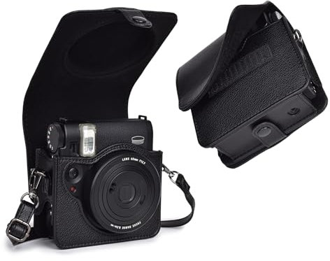 Rieibi Camera Case for Instax Mini 99 - PU Leather Protective Case for Fujifilm Instax Mini 99 Instant Camera - Removable Case with Shoulder Strap Magic Fastener - Black