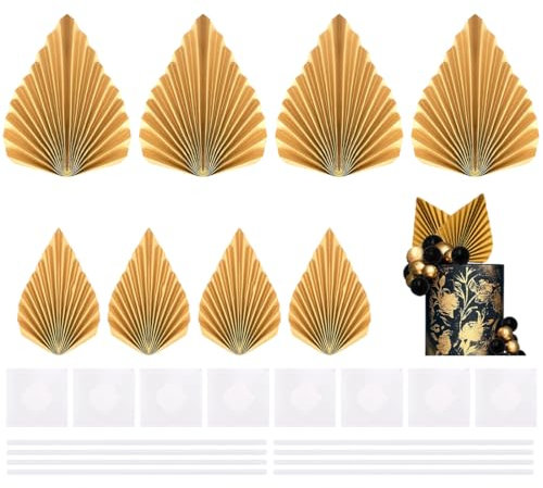 XKSOCT 8 pièces Décoration de Gâteau,Forme Feuille de Palmier,Gâteau d'anniversaire With Balle Gâteau Topper,pour Anniversaire,Mariage,Décorations de Fête,DIY Decoration Gateau(2 tailles) (Or)