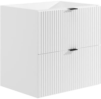 Vente-unique - Muebles Colgantes Debajo del Lavabo con Rayas - Blanco Mate - 60 cm - ZEVINI