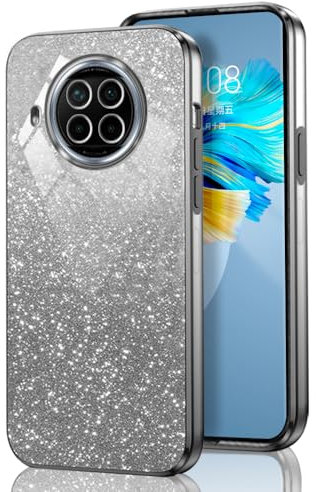 GOGME Glitter Hülle für Xiaomi Mi 10T Lite, Galvanisierter Rahmen TPU Handyhülle Funkeln/Transparent Stoßfest Kratzfest Schutzhülle. Schwarz