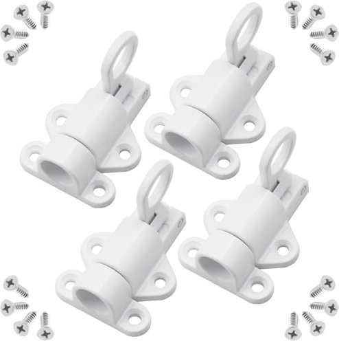 CEEYSEE 4 PCS Window Gate Latch,Door Spring Bolt, Aluminum Alloy Security Automatic Hasp Lock,Bounce Lock for Window Door,Shed Doors Gates and Outhouse Doors (U/FJ/White)