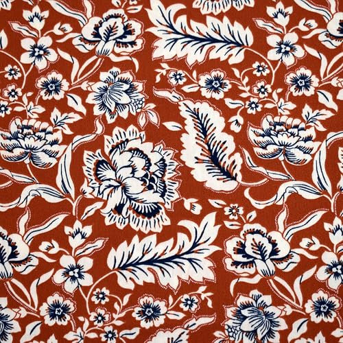 MAGAM-Stoffe Blumen Baumwollstoff aus Frankreich OEKO-TEX Meterware ab 50cm (Leyla rot | 120g/140cm)