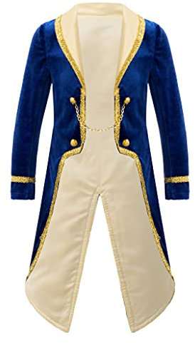 Loodgao Kids Baby Boys Royal Court Prince Halloween Costume Cosplay Vintage Tuxedo Coat Tailcoat Jacket Royal Blue 18-24 Months