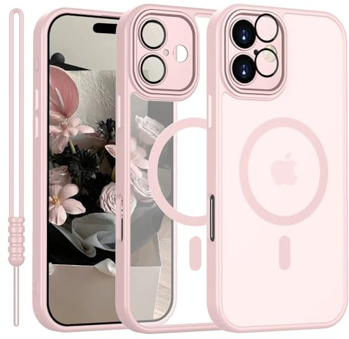 YUANDMI für iPhone 16 Hülle kompatibel mit MagSafe, Hanyhülle für iPhone 16 Magnetisch Dünn Matte Touch Kameraschutz, Anti-Gelb rutschfest Kratzfest Schutz Stoßfest Hülle Rosa