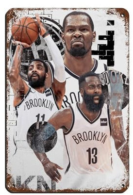 James Harden, Kevin Durant und Kyrie Irving Poster, Blechschild, Vintage, Metall, Pub, Club, Café, Bar, Zuhause, Wandkunst, Dekoration, Poster, Retro, 20 x 30 cm