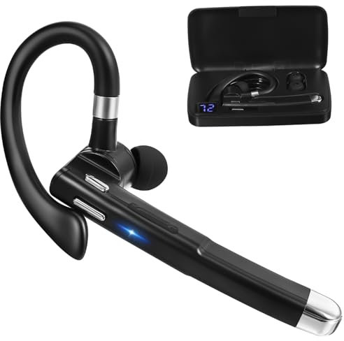 WATIIFUFU Auriculares Inalámbricos con Cancelación de Ruido Auriculares de Un Oído Caja con Pantalla Led Auriculares de Negocios Cómodos para Uso Prolongado