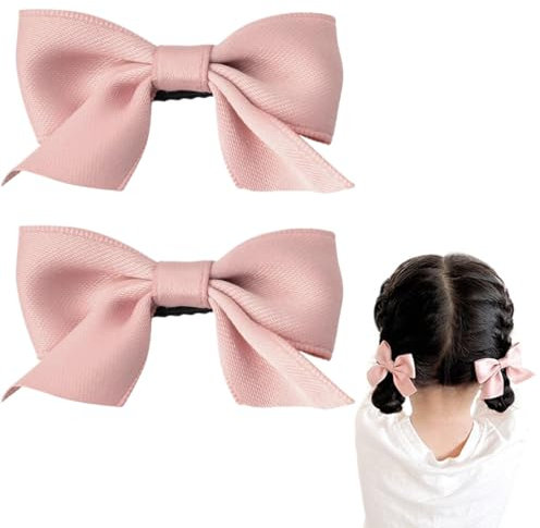 2 pinzas de pelo con lazo rosa, pinzas de pelo con lazo, pinzas de pelo de cocodrilo antideslizantes para niñas, bisutería, accesorios de moda para el cabello