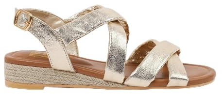 Fashion Thirsty Women Cross Strap Wedge Heel Sandals Strappy Formal Office Travel Summer Holiday Espadrilles Sandal Wide Fit Ladies Casual Comfy Shoes