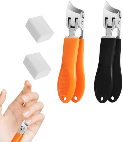 2 PCS Wide Jaw Opening Anti-Splash Slanted Nail Clipper,New Slanted Nail Clippers,Stainless Steel Wide Jaw Nail Clippers for Seniors Thick Nails(Black,Orange)