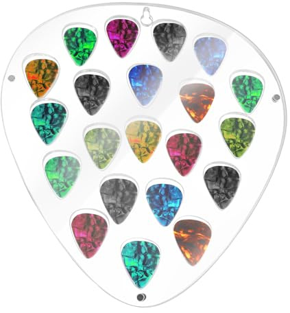 Cutora Guitar Pick Display Case with 21 Slots Wall-Mounted Clear Guitar Pick Holder Decoration Collectable Pick Storage Box Gift for Men Music Lovers Players Guitarist