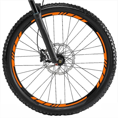 Decalart Aufkleber-Set für Felgen Fahrrad MTB Corsa Sport 26 27,5 28 29 Zoll komplett 2 Räder Aufkleber Gewinde Streifen L001 (035 Orange, 28-29 Zoll)