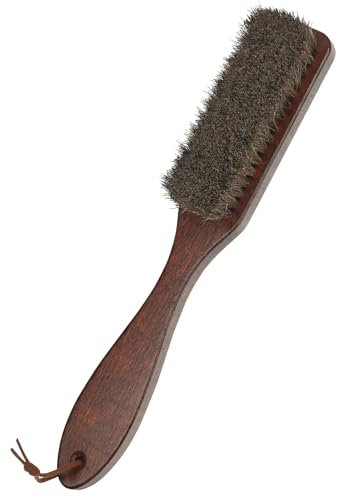 EUVIA Spazzola morbida in 100% crine di cavallo con manico in legno, setole naturali in crine di cavallo, per la pulizia di cappelli in feltro, cappello da cowboy, scarpe, vestiti, abiti per mobili