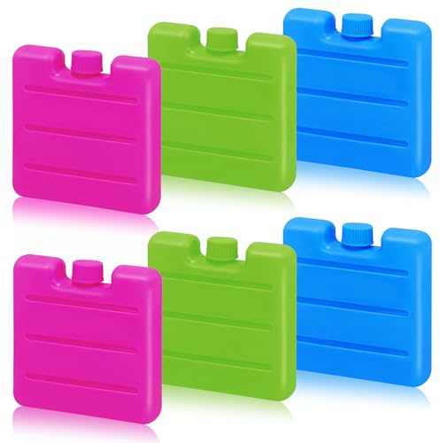 LQTSLFM Acumulador de Frio Pequeños, 6 Piezas Placas Hielo Nevera Portatil, Mini Bloque de Hielo para Nevera, Plano Placas Hielo para Picnics, Pesca, Viajes, Camping, Aire Libre