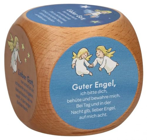 Butzon & Bercker Gebetswürfel Abendgebete aus Buchenholz mit 6 farbig geprägten Gebeten, liebevoll illustriert, christliches Geschenk für Kinder zur Erstkommunion, Einschulung oder zu Weihnachten