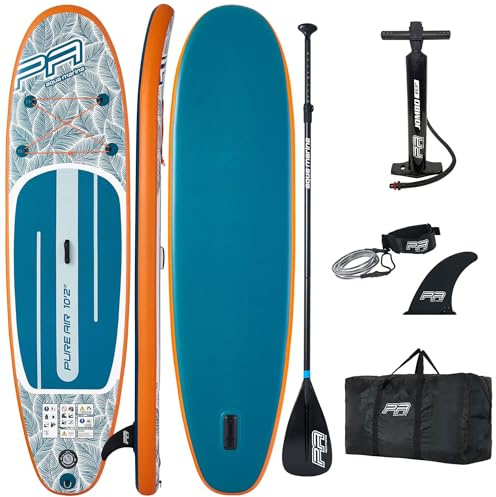 CampSup Aqua Marina Pure Air 10'2 Tropic – Aufblasbares SUP Board Allround für Anfänger mit Paddel – Stand Up Paddle Board Komplettset - 310x79x12 cm