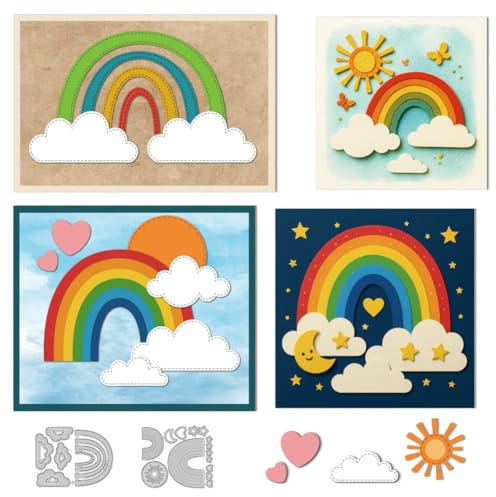 DELORIGIN Regenbogen Stanzformen Für Die Kartenherstellung Metallschablone Scrapbook Prägevorlage Stanzform Für Grußkarten Bastelalbum Einladungsdekor