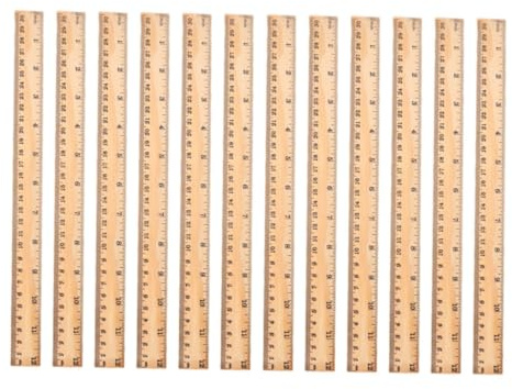 SAFIGLE 12 Stück Holzlineal für Schüler mit Klarer Skala Graviert 30cm Lang Multifunktional und Lesbar für Schule und Vermessung