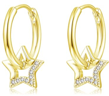 Loutade Ohrringe Silber 925 für Damen, 925 Sterling Silber Ohrringe Creolen | Hypoallergen Leichte CZ Creolen Silber 925 Hängend, Huggie Creolen mit CZ Anhänger Ohrhänger Geschenke für Mädchen Frauen