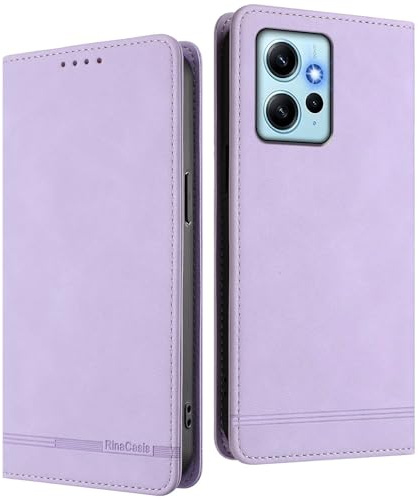 WBWONE Funda Cartera de Cuero para Xiaomi Redmi Note 12 4G – Carcasa con Bloqueo RFID, Cierre Magnético, Ranuras para Tarjetas y Función de Soporte - Lila Claro
