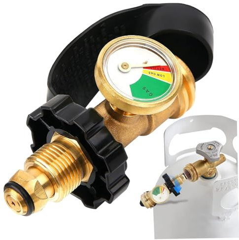 Ameble Jauge de réservoir de Propane Indicateur Niveau jauge réservoir Propane Robuste avec Cadran à Code Couleur Adaptateur Complet en métal pour Cylindre Barbecue à gaz, Gaug