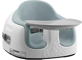 Bumbo Multi Seat – 2 in 1 Baby Floor Booster & Feeding Seat with Adjustable Height Base Removable Tray 3 Point Safety Harness Non Slip Base Easy to Clean Surface for Growing Toddlers -Salt Bush