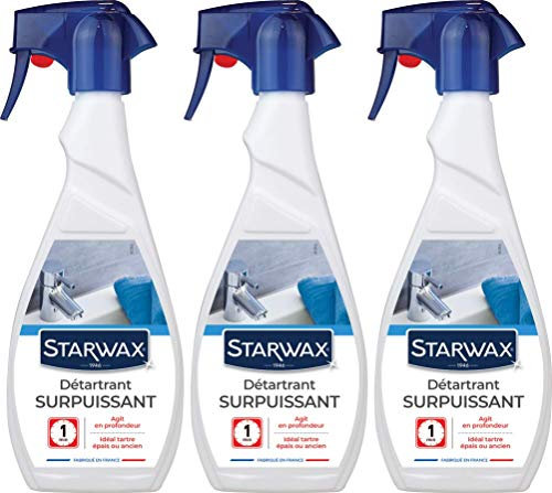 STARWAX Descalcificador para baño – 3 x 500 ml – ideal para descalcificar en profundidad las capas gruesas de piedra caliza