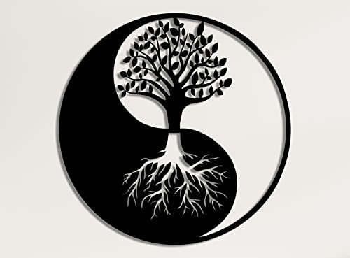 DEKADRON Metall Wandkunst Baum des Lebens Wandkunst Metall Yin Yang Dekor Innendekoration Wandbehänge (45.7 cm W x 45.7 cm H / 45x45cm)