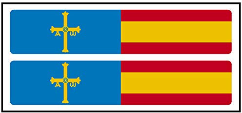 Pegatina Rectángulos largo Azul Cruz amarilla + bandera España 2 uds. 100x20 mm/ud.