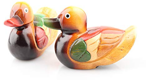 Exasinine Holz-Ente, Mandarinen-Ente, Ornament, Basteln, Heimdekoration, Akzente, Enten-Figur, 2 Stück