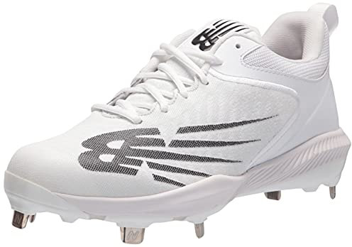New Balance Men's 4040 V6 Metal Baseball Shoe, White/Black, 16