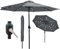 GlamHaus Garden Parasol Solar LED 2.7M,Tilting Table Umbrella with Crank Handle, Protection UV40, Includes Parasol Cover, Gardens and Patios - (Dark Grey)