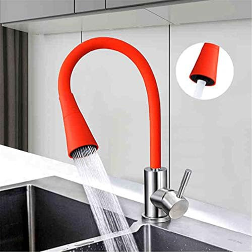 GZZBMY Faltbar Küche Wasserhahn Vorfenster Küchenarmaturen 360° Schwenkbar Spültischarmatur Umklappbar Fensterhähne Einhebelmischer Kaltes und Heißes Wasser Kreative Mischbatterie Spüle (Rot)