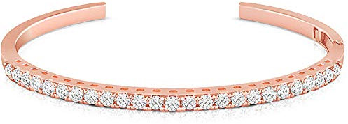 Kulto925 Bracciale Tennis da Uomo Bracciale Tennis Rigido Realizzato in Argento 925 di Color Oro Rosa con Cristalli Bianchi. Bracciale di Misura m. La referenza è ktb925-004