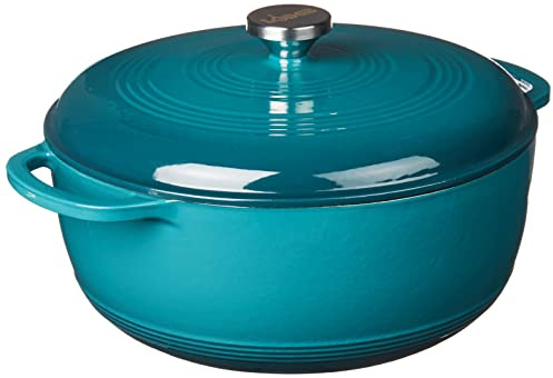Lodge Dutch Oven aus emailliertem Gusseisen mit Deckel – zwei Griffe – ofenfest bis 260 °C oder auf dem Herd – zum Marinieren, Kochen, Backen, Kühlen und Servieren – Lagune