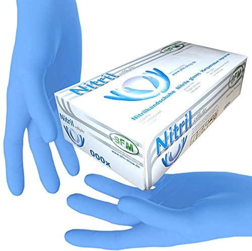 SFM ® SOFTLIGHTS Nitril : XS, S, M, L, XL, XXL blau puderfrei F-tex Einweghandschuhe Einmalhandschuhe Untersuchungshandschuhe Nitrilhandschuhe XXL (90)