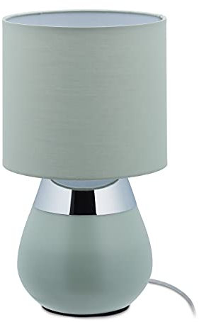 Relaxdays Nachttischlampe Touch, E14-Fassung, indirektes Licht, ovale Tischlampe mit Lampenschirm. HxD: 32 x 18 cm, grün