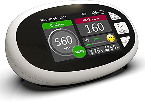 Xinan Portatile CO2 Anidride Carbonica Detector, Temp del Tester di umidità PM2.5 Multifunzionale, CO2 Diossido di Carbonio PPM Livello, Indoor Air Quality Monitor, WiFi Collegare