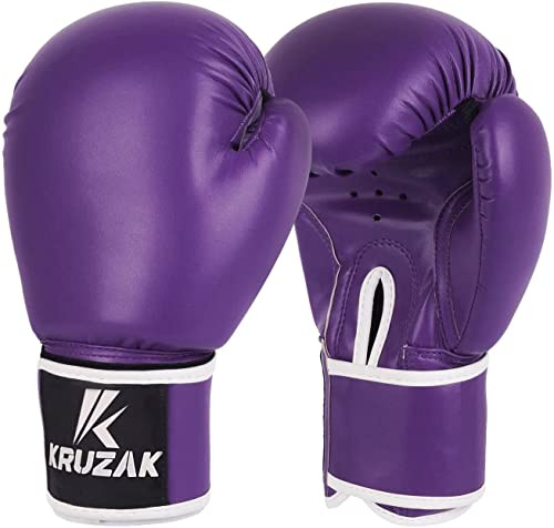 Kruzak Boxing Gloves for Kids 5-10 Years Training, Sparring, Kickboxing, Muay Thai, Martial Arts & MMA Fighting - Boys & Girls Punch Bag Mitts Training Purple 6OZ