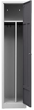 Schrank & Stuhl Spind – Metallspind mit einem Abteil in 180 x 41,5 x 50 cm, inkl. Hutboden, Trennwand und Zylinderschloss, Lieferung komplett montiert, Grau/Anthrazit