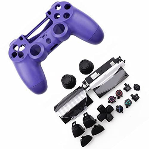 HUAYUWA Custodia in plastica per controller di gioco (viola) con pulsanti di ricambio per PlayStation 4 Slim 4.0 JDS-040 JDM-040 (versione V1)