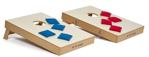 Sport-Thieme Cornhole-Set Turnier | Innen- und Außenbereich | Koffer zum Transport | Förderung der Augen-Hand-Koordination | 4 Blaue & 4 rote Wurfsäckchen