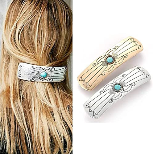 Haar Klammern Boho Haarspangen Silber Haar Türkis Haarkralle Metall Haarschmuck for Frauen und Mädchen