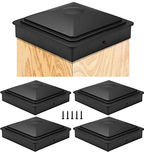 Tappi per Pali di Recinzione 10 x 10 cm - 5 Tappi in Plastica Con Viti Libere, Impermeabili, per Proteggere Pali in Legno - Colore Rosso e Anti-Cracking Nero