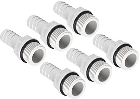 QUARKZMAN 10mm Púas a G3/8 Macho Rosca Tubería x 6uds PVC Recto Espiga Manguera Tubería Conexión para Aire Agua Combustible Neumática Manguera, Blanco