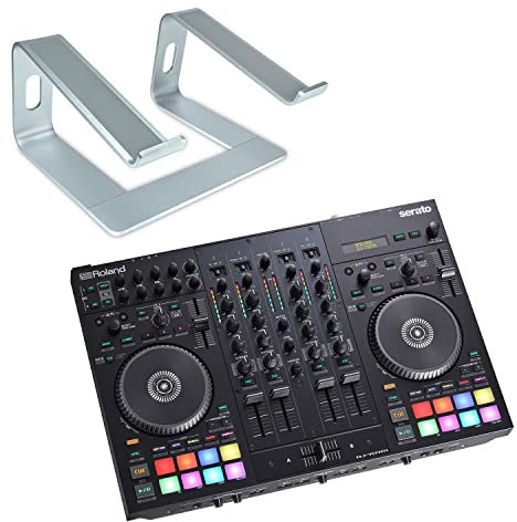 Roland D-J707M Controller Mobile DJ Mixer + keepdrum Supporto per computer portatile Argento