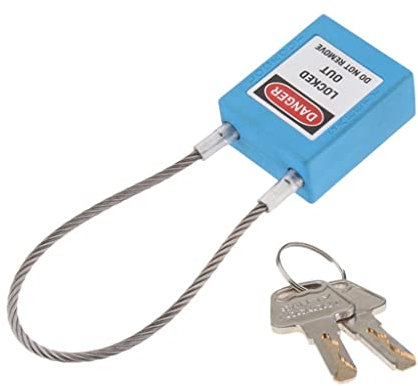 Edelstahl-Kabel-Sicherheits-Vorhängeschloss, Isolationsschloss, 7 Farben, Blau