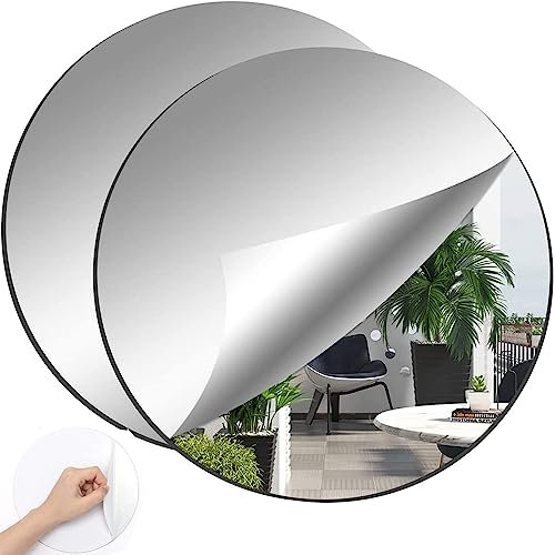 SSyang Espejo de Cristal Autoadhesivo, 2 Piezas HD Espejo Cuadrado Adhesivo Espejo Grande de Cristal sin Marco de 30 cm Espejo de Mesa Pegatinas Espejo Azulejos Espejo de Pared Adhesivo(Plata)