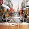Europäischer Stil Straße Ölgemälde 3D Fototapete Cafe Restaurant Interieur Mode Dekor Tapete 3D 250cm(W)×175cm(H)